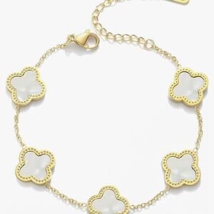 NEW Mother of Pearl Quatrefoil Bracelet 18KGP Mothers Day gift idea!